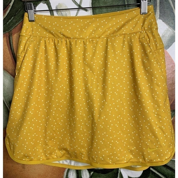 Nike Dri Fit Small Yellow Skort Skirt Geometric Print Yellow - Picture 1 of 5